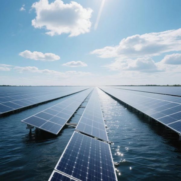 Installation of solar panels on water